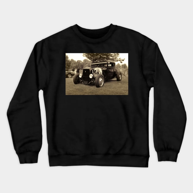 1929 Ford, Model A - black white Crewneck Sweatshirt by hottehue